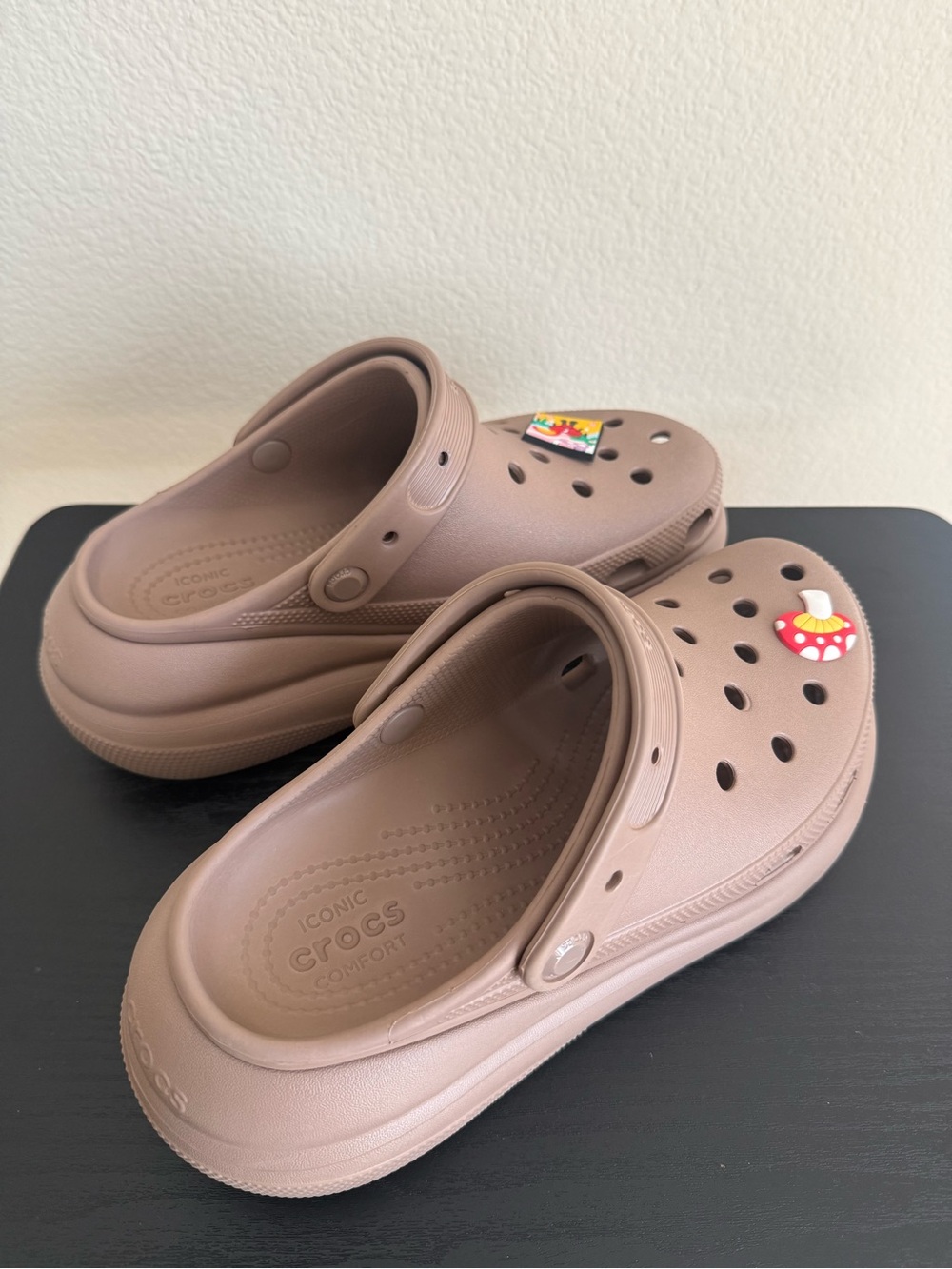 CROCS Classic Clog in Taupe with Colorful Jibbitz - Picture 3 of 5
